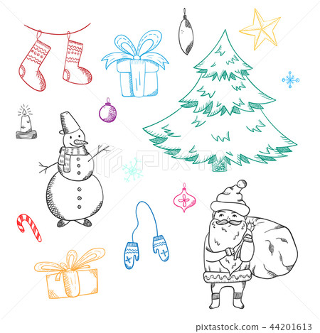 Set of cute doodle Christmas elements Set of cute doodle Christmas elements 44201613