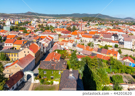 Aerial view of Litomerice from cathedral bell tower on sunny summer day, Czech Republic Aerial view of Litomerice from cathedral bell tower on sunny summer day, Czech Republic 44201620
