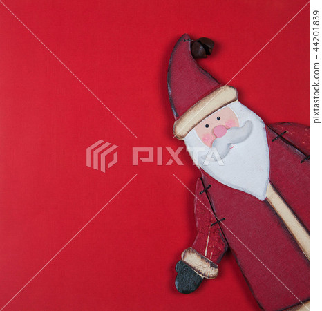 Christmas card on red with santa 44201839