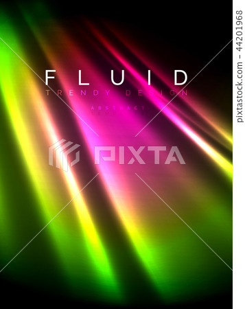 Neon glowing wave, magic energy and light motion background. Vector illustration 44201968