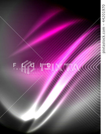 Neon glowing wave, magic energy and light motion background. Vector illustration 44201970