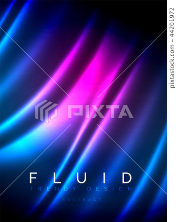 Neon glowing wave, magic energy and light motion background. Vector illustration 44201972