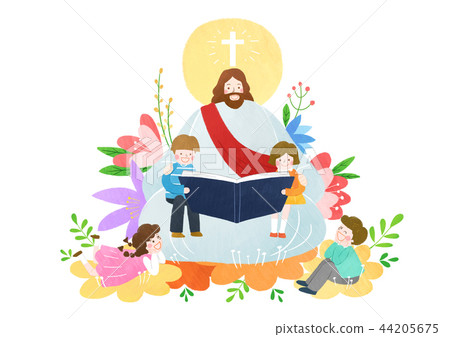 The bible school of Jesus with children vector illustration. 011 44205675
