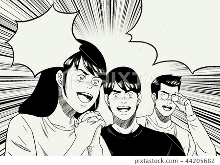 Hand drawing sketches with characters vector illustration. comic speech text bubble on white background. 009 44205682