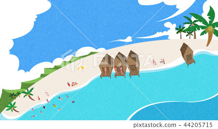 A beautiful summer day at the beach. beachscape vector illustration. 010 44205715