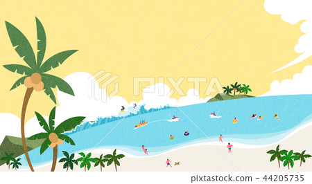 A beautiful summer day at the beach. beachscape vector illustration. 006 A beautiful summer day at the beach. beachscape vector illustration. 006 44205735