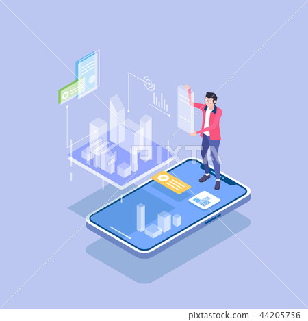 Flat isometric Smart life concept template vector illustration. 006 44205756