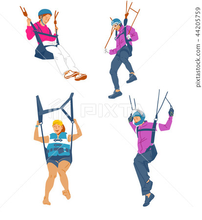 Leisure sports collection, enjoying healthy lifestyle concept flat vector illustration. on a white background. 008 44205759