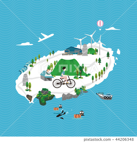 Summer in Jeju - vector illustration Summer in Jeju - vector illustration 44206348
