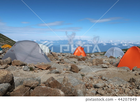 Colorful tents of the Kiso Komagatake field camp 44207849