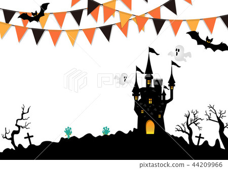 Halloween cemetery haunted house background - Stock Illustration [44209966]  - PIXTA