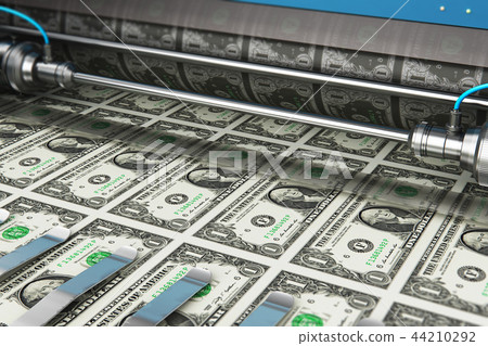 Printing 1 US dollar USD money banknotes 44210292