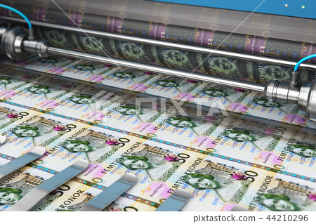 Printing 50 SEK Swedish krona money banknotes Printing 50 SEK Swedish krona money banknotes 44210296