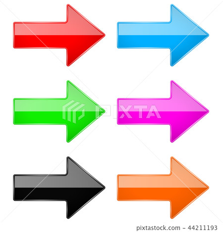 Colored shiny 3d arrows. Glass web icons Colored shiny 3d arrows. Glass web icons 44211193