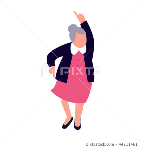 Senior woman dancing. Happy old lady dance character. 44211461