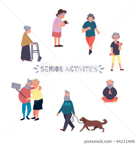 Recreation and leisure senior activities concept. Group of active old people. Elder people 44211466