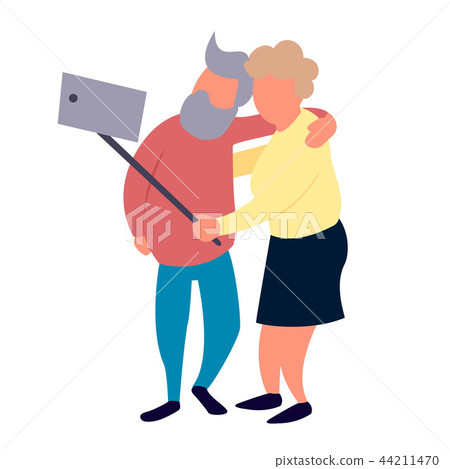 Old people couple make selfie. Recreation and leisure senior activities concept. 44211470