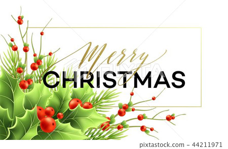 Merry Christmas greeting card vector template - Stock Illustration ...