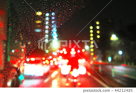 Rainy night car windshield landscape 44212485