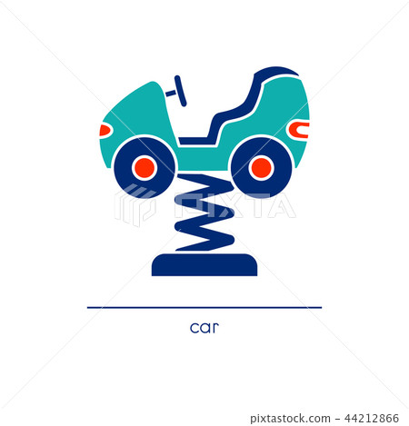 Line art Car ride. Kids playground icon Line art Car ride. Kids playground icon 44212866