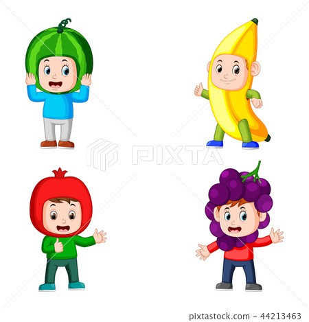 the collection boys pose using the fruits costume  44213463