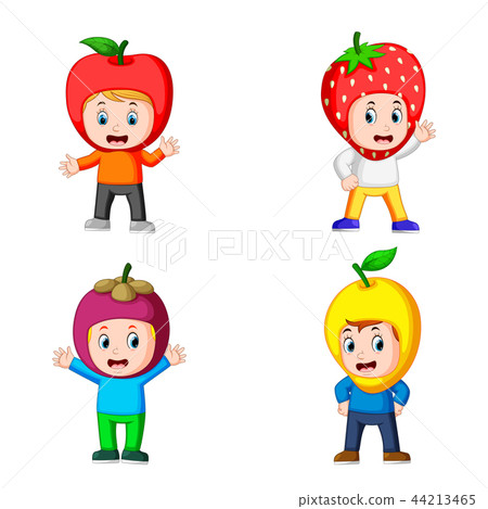 the collection of the cute boys using the fruits  44213465