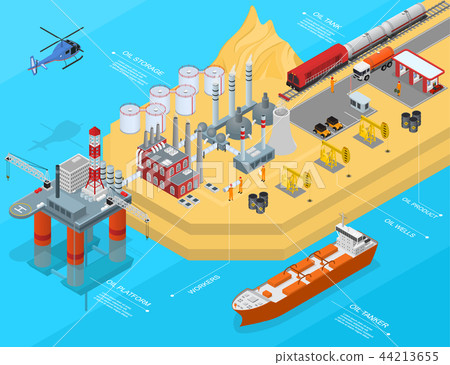 Oil Gas Industry Concept 3d Isometric View. Vector 44213655