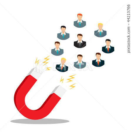 Business concept of hand hold magnet attract leads .Vector Illustration 44213766
