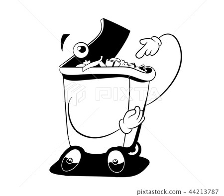 Silhouette trash can fun ecology concept 44213787