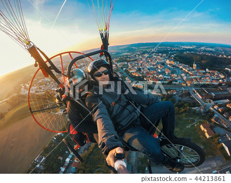 Powered paragliding tandem flight Powered paragliding tandem flight 44213861