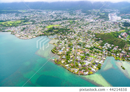 《Hawaii》East and suburbs of Oahu Cityscape and sea 《Aerial photography》 44214838
