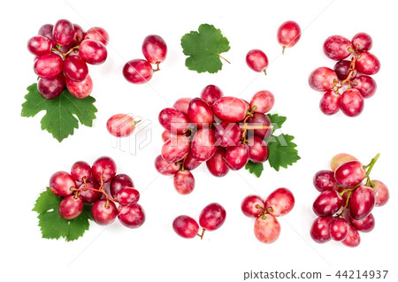 pink grapes isolated on the white background. Top view. Flat lay pattern 44214937