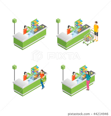 Pay in Store Set 3d Isometric View. Vector Pay in Store Set 3d Isometric View. Vector 44214946