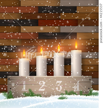 Advent candle holder with four white candles 44215537
