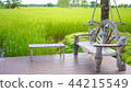 Wood chair with rice field background 44215549