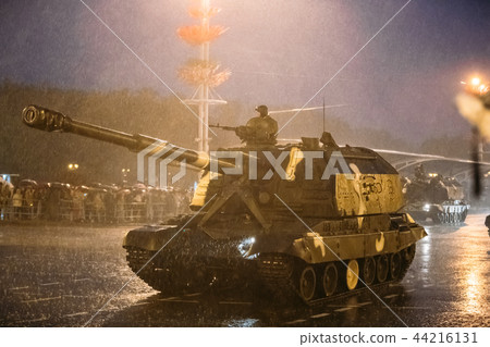 Minsk, Belarus. Military Self-propelled Guns Moving At Street Du 44216131