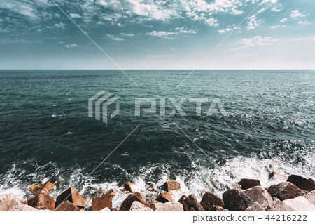 Ripple Sea Ocean And Blue Sky. Summer Landscape Seascape Ripple Sea Ocean And Blue Sky. Summer Landscape Seascape 44216222