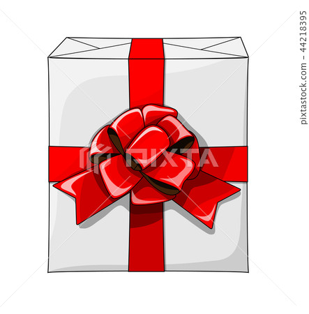 White gift box with big red ribbon, christmas White gift box with big red ribbon, christmas 44218395