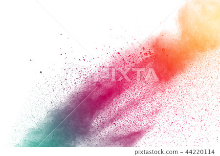 Multicolor powder explosion on white background Multicolor powder explosion on white background 44220114