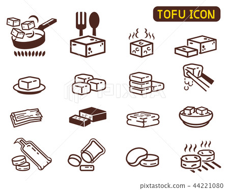 Cooking Tofu icon collection. Cooking Tofu icon collection. 44221080