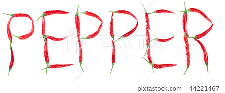 Word written from red hot pepper letters isolated on white background 44221467