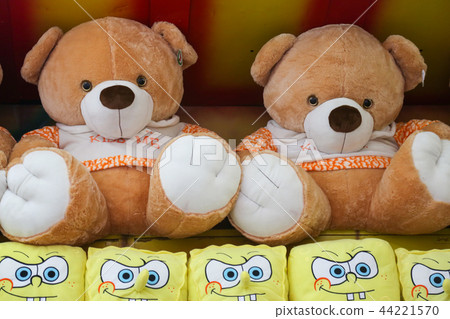 Soft toys for children on the counter of the store Soft toys for children on the counter of the store 44221570