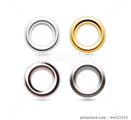 Grommets set isolated. Metal, brass, steel, gold, Grommets set isolated. Metal, brass, steel, gold, 44222535