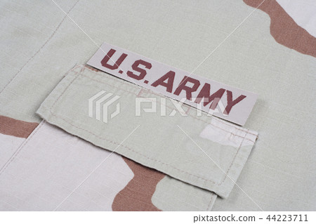 US ARMY branch tape on desert camouflage uniform US ARMY branch tape on desert camouflage uniform 44223711