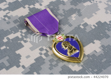Purple Heart award on camouflage uniform Purple Heart award on camouflage uniform 44224070