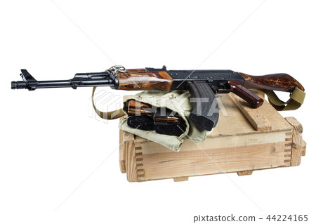box of ammunition with AK rifle and ammunition box of ammunition with AK rifle and ammunition 44224165