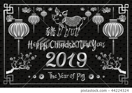 Happy chinese new year 2019 Zodiac sign pig vector Happy chinese new year 2019 Zodiac sign pig vector 44224324