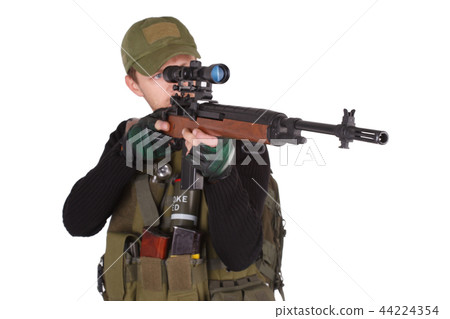 Private military contractor - mercenary with rifle 44224354