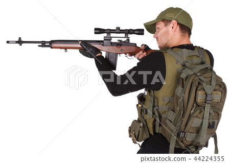 Private military contractor - mercenary with rifle 44224355