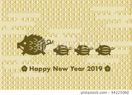 2019 New Year's card New Year's card illustration Japanese pattern Gradation 44225060